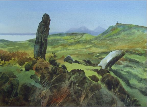 Stone Circle near Scalsaig, Colonsay - Watercolour